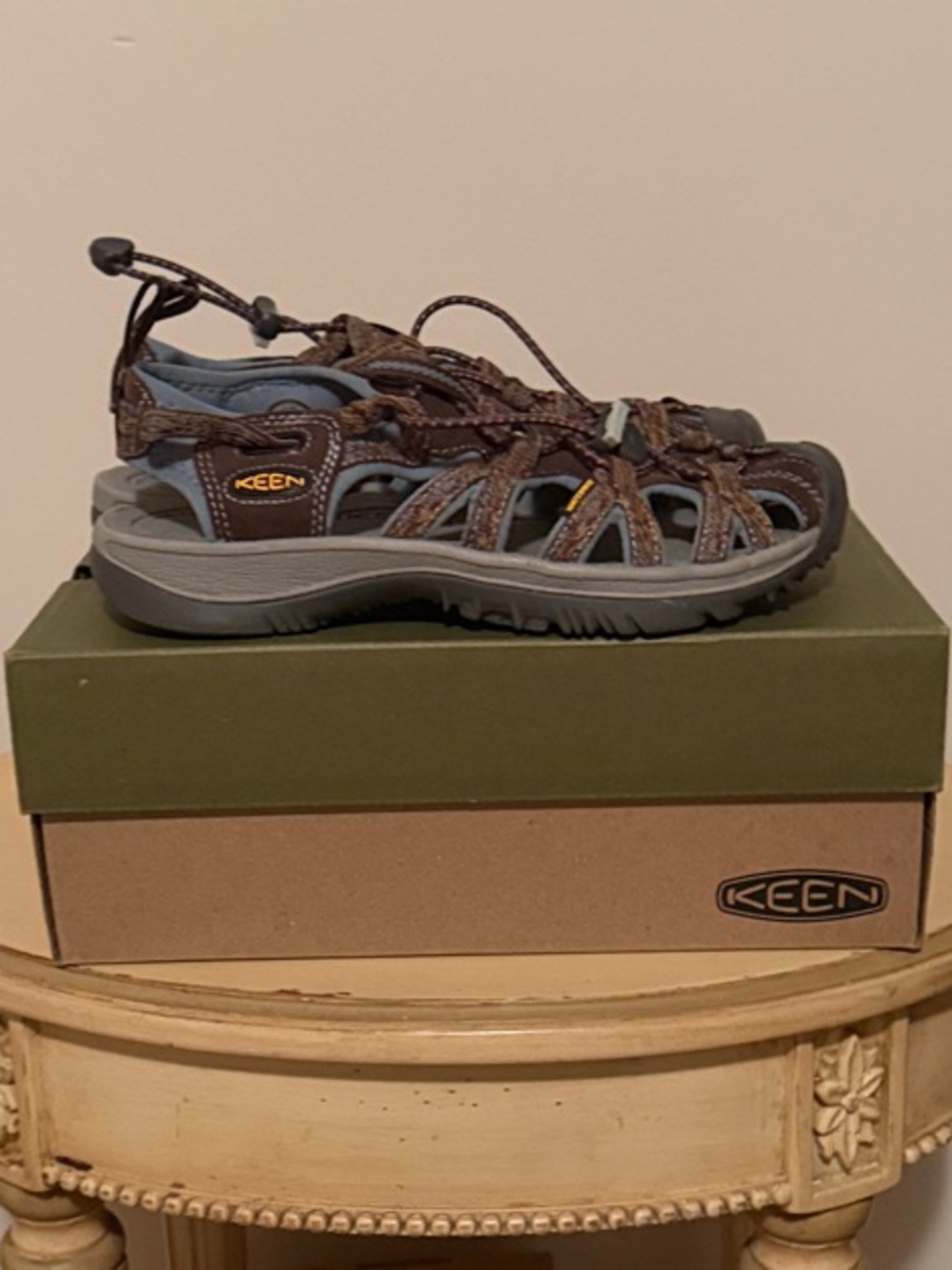 Keen Whisper Women's Closed-Toe Outdoor Sandal Size 7.5 in Cascade and Stone Blu